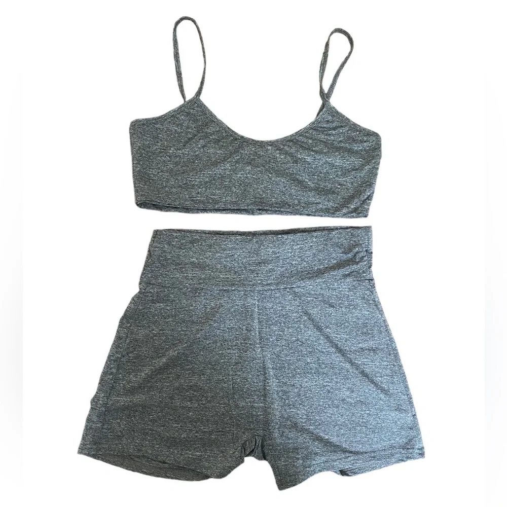 Cami Crop Top and Biker Shorts Set - Picture 1 of 2
